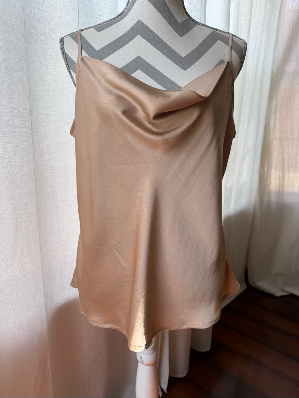 Express Satin Cowl Neck Camisole in Blush